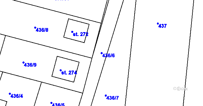 Parcela st. 436/6 v KÚ Přílepy u Holešova, Katastrální mapa