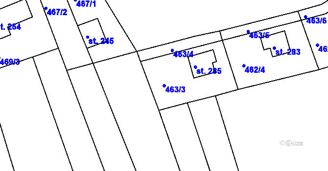 Parcela st. 463/3 v KÚ Přílepy u Holešova, Katastrální mapa