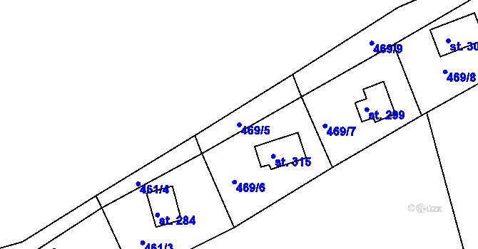Parcela st. 469/5 v KÚ Přílepy u Holešova, Katastrální mapa