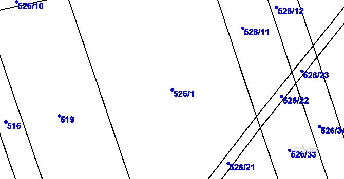 Parcela st. 526/1 v KÚ Přílepy u Holešova, Katastrální mapa