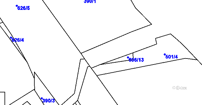 Parcela st. 390/4 v KÚ Přílepy u Holešova, Katastrální mapa