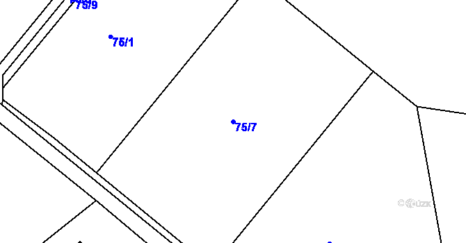 Parcela st. 75/7 v KÚ Přílepy u Holešova, Katastrální mapa