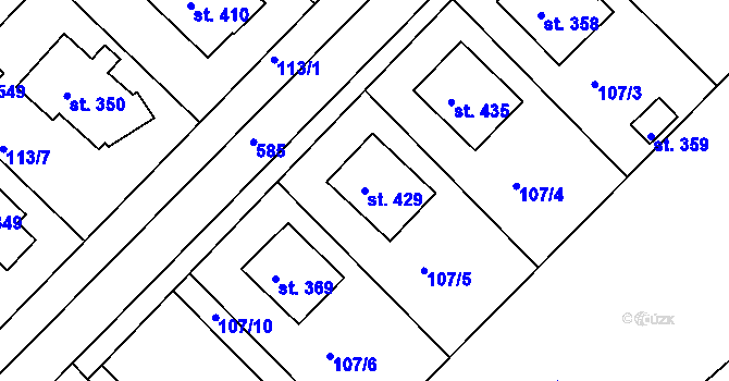 Parcela st. 429 v KÚ Přílepy u Holešova, Katastrální mapa