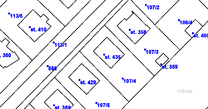 Parcela st. 435 v KÚ Přílepy u Holešova, Katastrální mapa