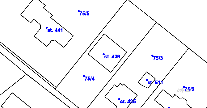 Parcela st. 439 v KÚ Přílepy u Holešova, Katastrální mapa