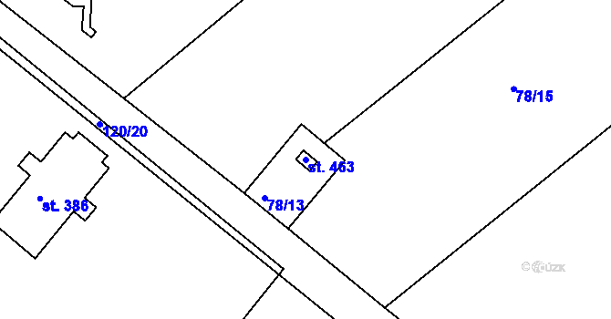 Parcela st. 463 v KÚ Přílepy u Holešova, Katastrální mapa