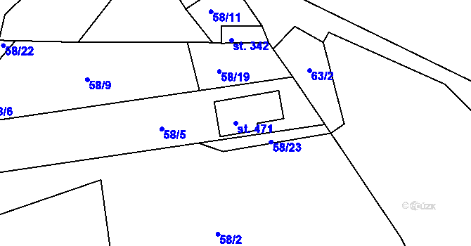 Parcela st. 471 v KÚ Přílepy u Holešova, Katastrální mapa