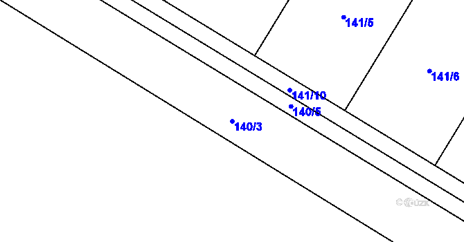 Parcela st. 140/3 v KÚ Přílepy u Holešova, Katastrální mapa