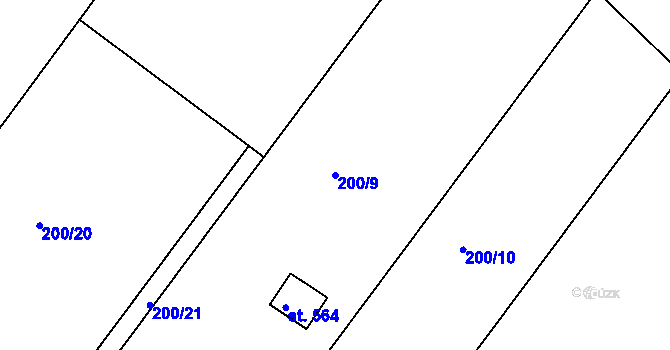 Parcela st. 200/9 v KÚ Přílepy u Holešova, Katastrální mapa