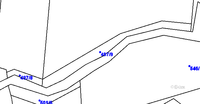 Parcela st. 497/9 v KÚ Přílepy u Holešova, Katastrální mapa