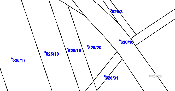 Parcela st. 526/20 v KÚ Přílepy u Holešova, Katastrální mapa