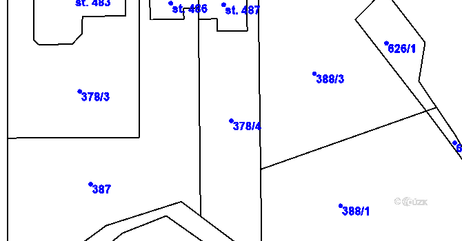 Parcela st. 378/4 v KÚ Přílepy u Holešova, Katastrální mapa
