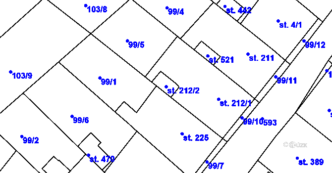 Parcela st. 212/2 v KÚ Přílepy u Holešova, Katastrální mapa
