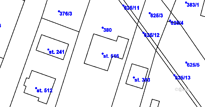 Parcela st. 516 v KÚ Přílepy u Holešova, Katastrální mapa