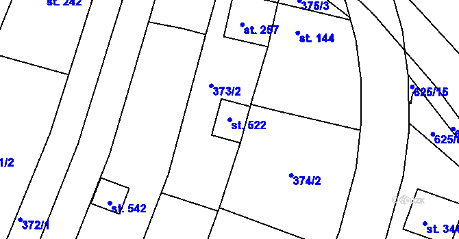 Parcela st. 522 v KÚ Přílepy u Holešova, Katastrální mapa