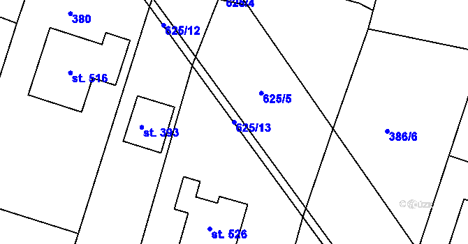 Parcela st. 625/13 v KÚ Přílepy u Holešova, Katastrální mapa