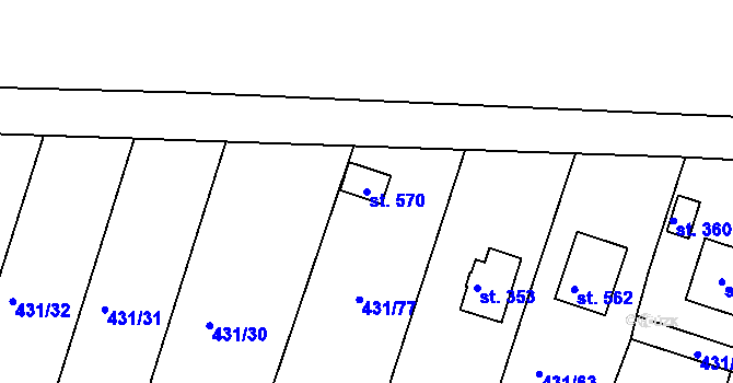 Parcela st. 570 v KÚ Přílepy u Holešova, Katastrální mapa