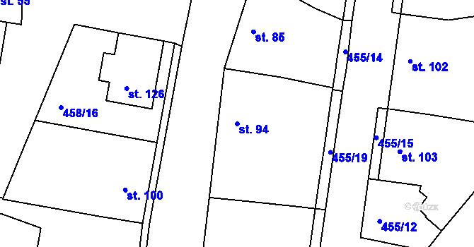 Parcela st. 94 v KÚ Příložany, Katastrální mapa