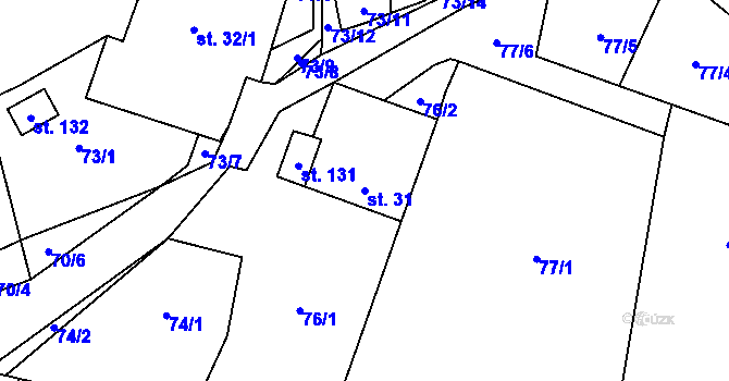 Parcela st. 31 v KÚ Příluka, Katastrální mapa