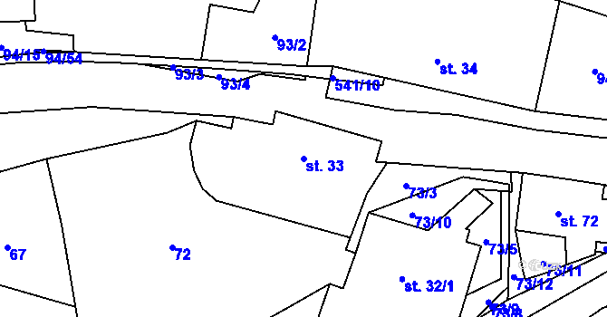 Parcela st. 33 v KÚ Příluka, Katastrální mapa