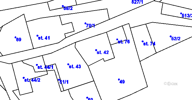 Parcela st. 42 v KÚ Příluka, Katastrální mapa