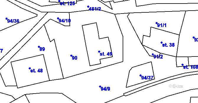 Parcela st. 49 v KÚ Příluka, Katastrální mapa