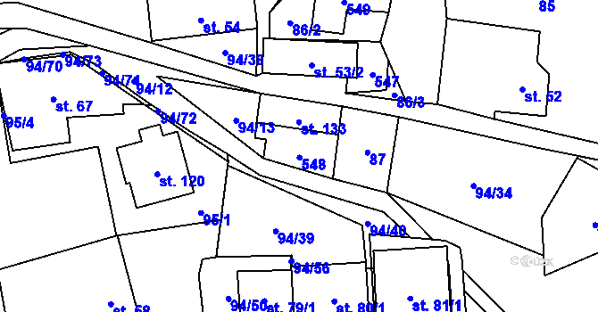 Parcela st. 55 v KÚ Příluka, Katastrální mapa