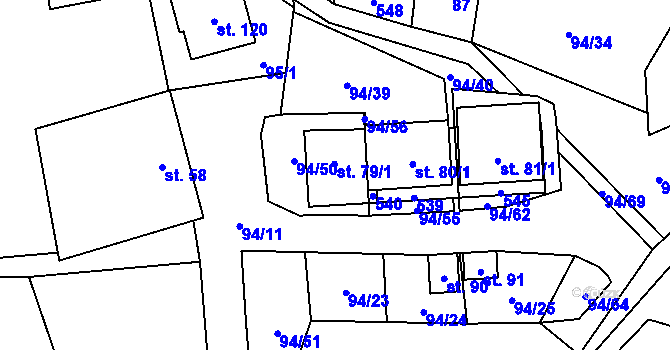 Parcela st. 79 v KÚ Příluka, Katastrální mapa