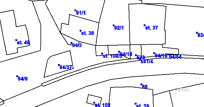 Parcela st. 108/2 v KÚ Příluka, Katastrální mapa