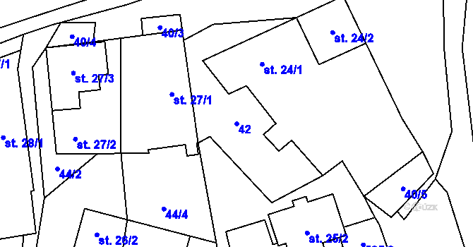 Parcela st. 42 v KÚ Příluka, Katastrální mapa