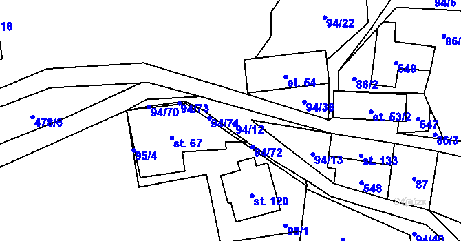 Parcela st. 94/12 v KÚ Příluka, Katastrální mapa