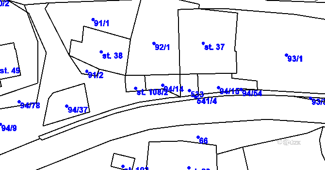 Parcela st. 94/14 v KÚ Příluka, Katastrální mapa