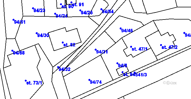 Parcela st. 94/31 v KÚ Příluka, Katastrální mapa