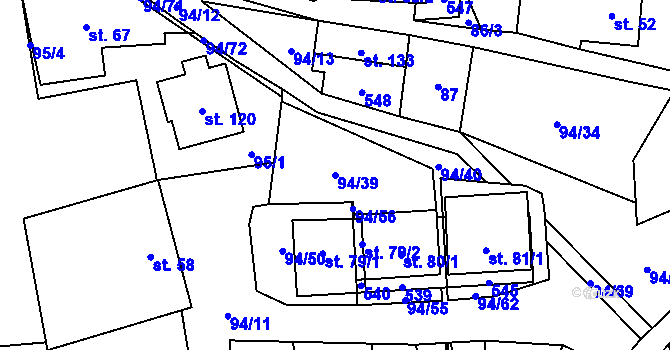 Parcela st. 94/39 v KÚ Příluka, Katastrální mapa