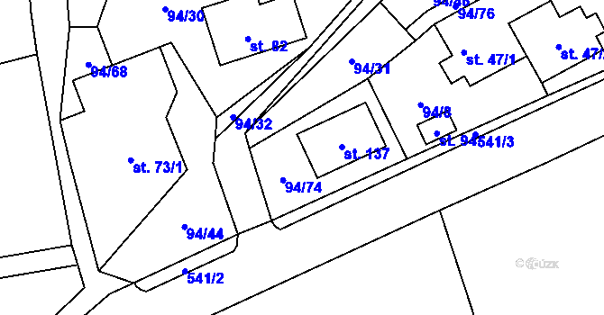 Parcela st. 94/45 v KÚ Příluka, Katastrální mapa
