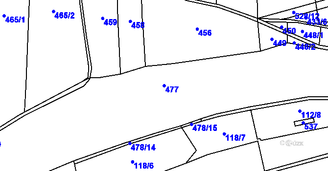 Parcela st. 477 v KÚ Příluka, Katastrální mapa