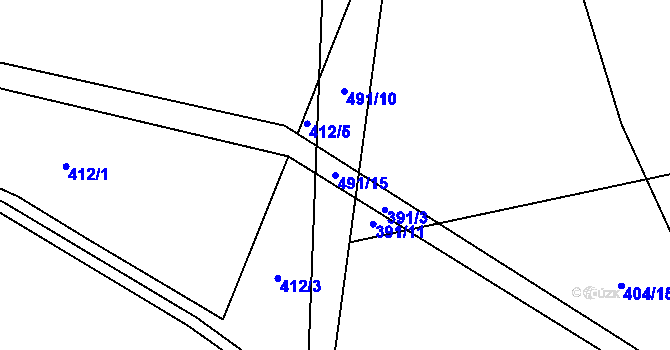 Parcela st. 491/15 v KÚ Příluka, Katastrální mapa