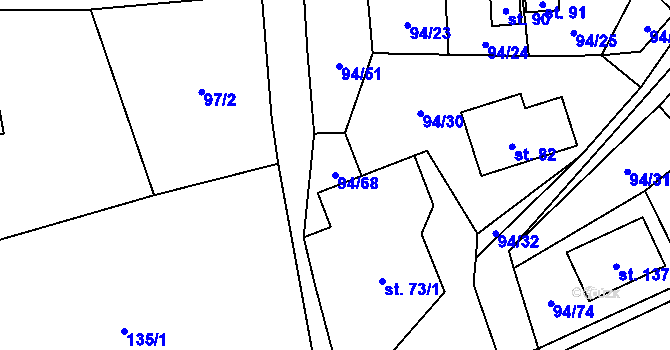 Parcela st. 94/68 v KÚ Příluka, Katastrální mapa