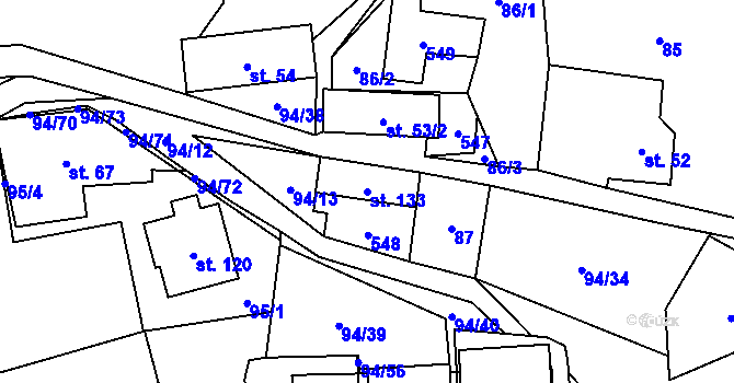 Parcela st. 133 v KÚ Příluka, Katastrální mapa