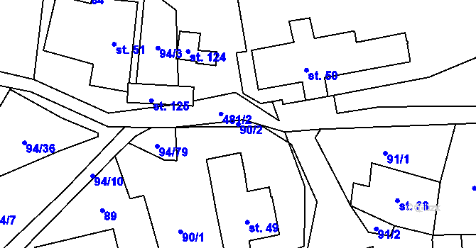 Parcela st. 90/2 v KÚ Příluka, Katastrální mapa