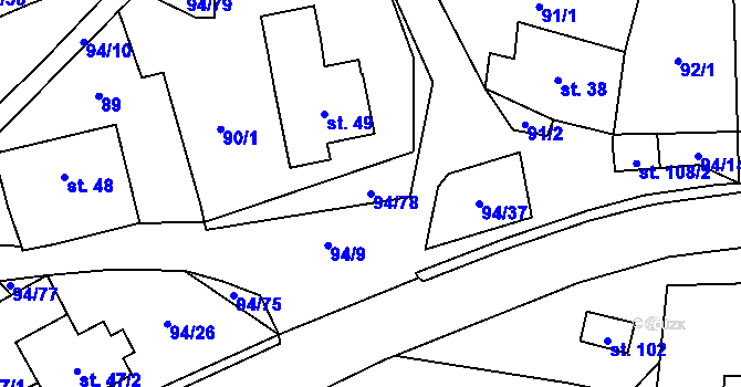 Parcela st. 94/78 v KÚ Příluka, Katastrální mapa