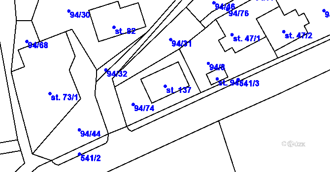 Parcela st. 137 v KÚ Příluka, Katastrální mapa