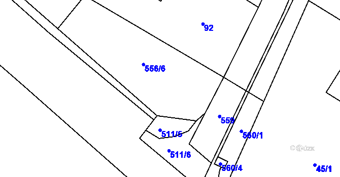 Parcela st. 87/1 v KÚ Příluky, Katastrální mapa
