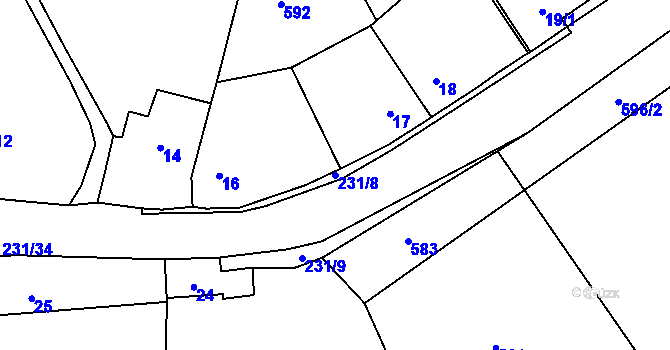 Parcela st. 231/8 v KÚ Příluky, Katastrální mapa