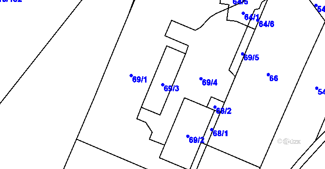 Parcela st. 69/3 v KÚ Příluky, Katastrální mapa