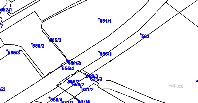 Parcela st. 566/1 v KÚ Příluky, Katastrální mapa
