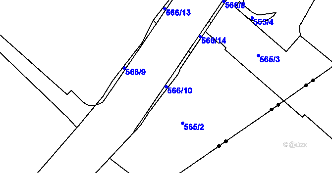 Parcela st. 566/10 v KÚ Příluky, Katastrální mapa