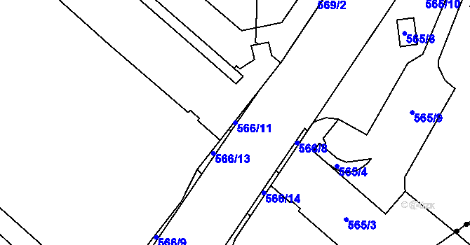 Parcela st. 566/11 v KÚ Příluky, Katastrální mapa
