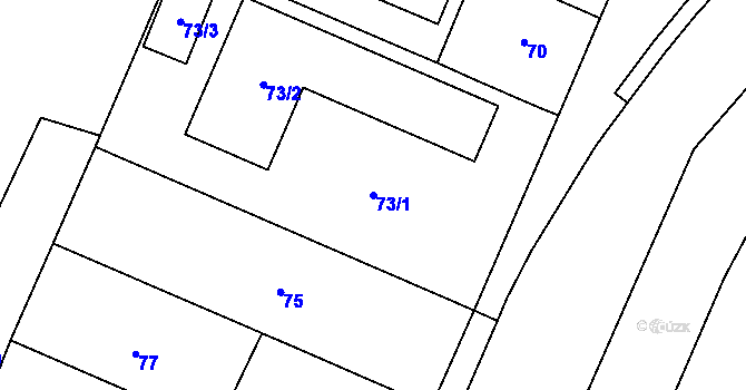 Parcela st. 73/1 v KÚ Příluky, Katastrální mapa