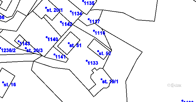Parcela st. 52 v KÚ Málkov u Přimdy, Katastrální mapa